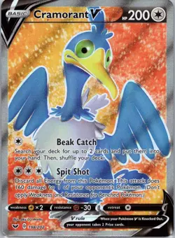 Pokemon TCG Cramorant V 198/202 Sword Shield Holo NM - Image 1