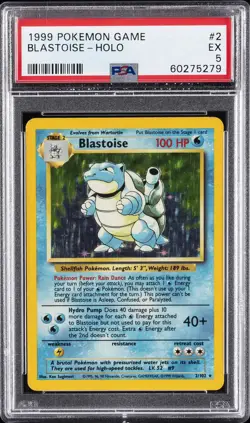 1999 POKEMON BASE SET UNLIMITED #2 BLASTOISE-HOLO PSA 5 - Image 1