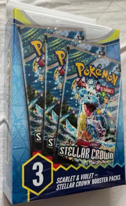 POKEMON TCG SCARLET & VIOLET STELLAR CROWN BOOSTER BUNDLE with 3 Booster Packs - Image 1