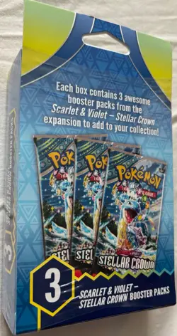 POKEMON TCG SCARLET & VIOLET STELLAR CROWN BOOSTER BUNDLE with 3 Booster Packs - Image 2