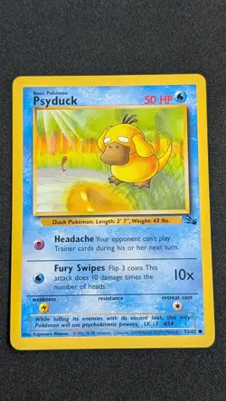 Psyduck 53/62 Common Fossil Pokemon Unlimited Lightly Played - Image 2