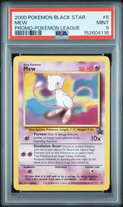 PSA 9 2000 Black Star League Promo Pokemon Card Mew 8 - MINT! - Image 1