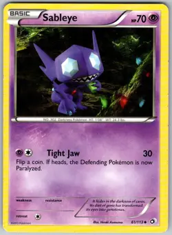 2013 Sableye 61/113 Pokemon Legendary Treasures UC - Image 1