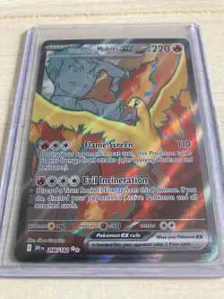 Team Rockets Moltres EX#208/182 Pokemon Destined Rivals Ultra Rare - Image 1