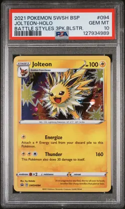 2021 POKEMON SWSH BLACK STAR PROMO #094 JOLTEON-HOLO PSA 10 - Image 1