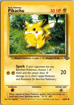 PIKACHU 60/64 COMMON JUNGLE POKEMON UNLIMITED MP - Image 1
