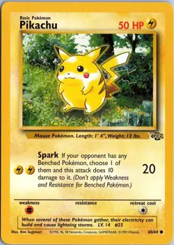 PIKACHU 60/64 COMMON JUNGLE POKEMON UNLIMITED MP - Image 1