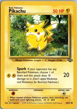 PIKACHU 60/64 COMMON JUNGLE POKEMON UNLIMITED MP - Image 1