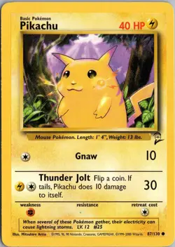 PIKACHU 87/130 COMMON BASE SET 2 POKEMON MP - Image 1