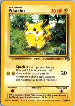 PIKACHU 60/64 COMMON JUNGLE POKEMON UNLIMITED MP - Image 1
