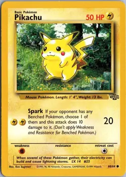 PIKACHU 60/64 COMMON JUNGLE POKEMON UNLIMITED MP - Image 1