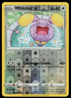 Whismur 135/185 Common Vivid Voltage Pokemon Reverse Holo Lightly Played - Image 1