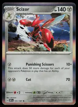 Scizor 141/197 Rare Obsidian Flames Pokemon Holo Near Mint - Image 1