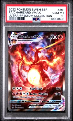 2022 POKEMON SWSH BLACK STAR PROMO #261 FULL ART/CHARIZARD VMAX PSA 10 - Image 1