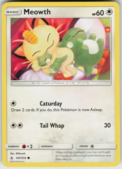 Meowth 147/214 Common Unbroken Bonds Pokemon Near Mint - Image 1