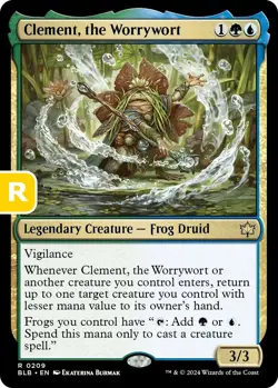 MTG Clement the Worrywort Bloomburrow Rare Legendary Creature Frog Druid NM - Image 1