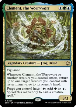 MTG Clement the Worrywort Bloomburrow Rare Legendary Creature Frog Druid NM - Image 2