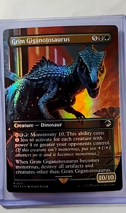 Magic The Gathering Jurassic Park World Borderless Foil Grim Giganotosaurus LP - Image 1