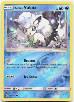 Alolan Vulpix 21/145 Common Guardians Rising Pokemon Reverse Holo MP - Image 1
