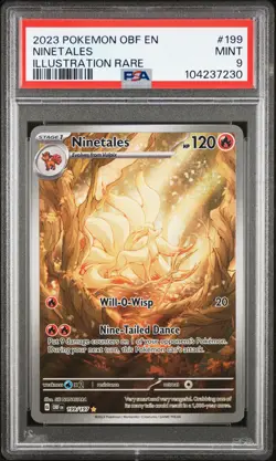 2023 POKEMON OBF EN-OBSIDIAN FLAMES ILLUSTRATION RARE #199 NINETALES PSA 9 - Image 1