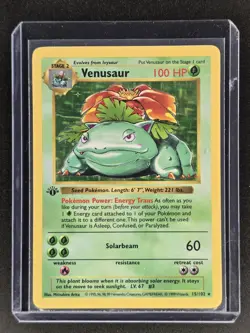 Pokemon TCG Venusaur 1st Edition Shadowless Base Set 15/102 *Creased* - Image 1