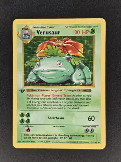Pokemon TCG Venusaur 1st Edition Shadowless Base Set 15/102 *Creased* - Image 3
