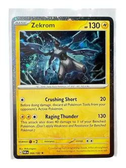 Pokemon TCG Zekrom (Cosmos Holo) W/ Swirl 🌀066/182 Paradox Rift Rare Holo NM - Image 2