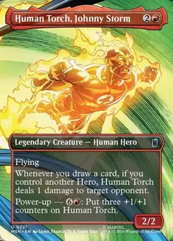 1x Human Torch, Johnny Storm - Extended Art NM Eng MTG - Marvel Super Heroes - Image 1