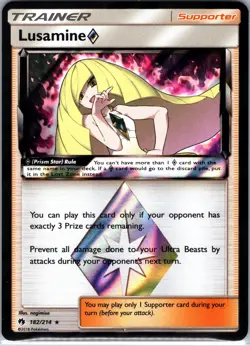 Lusamine ◇ 182/214 Prism Star Rare Lost Thunder Pokemon Holo Near Mint - Image 1