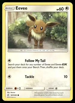 Eevee 167/236 Common Cosmic Eclipse Pokemon Moderately Played - Image 1