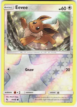 Eevee 49/68 Common Hidden Fates Pokemon Reverse Holo Lightly Played - Image 1