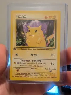 Pokemon TCG Pikachu Base Set 1st Edition Common Card 58/102 French- NM - Image 1