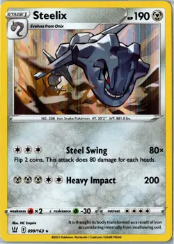 Steelix Holo Battle Styles 099/163 Rare Near Mint - Pokemon Card - Image 1