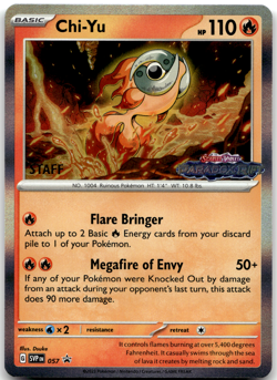 Chi-Yu SVP 057 STAFF Pre Release Promo Paradox Rift Pokemon Card NM - Image 1