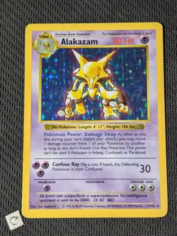 Alakazam 1/102 - Shadowless Base Set Holo Rare Pokemon TCG HP - Image 1