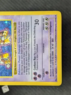 Alakazam 1/102 - Shadowless Base Set Holo Rare Pokemon TCG HP - Image 5