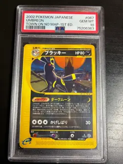 2002 Pokemon Umbreon PSA 10 Town on No Map 1st Edition e-Card GEM MINT Japanese - Image 1