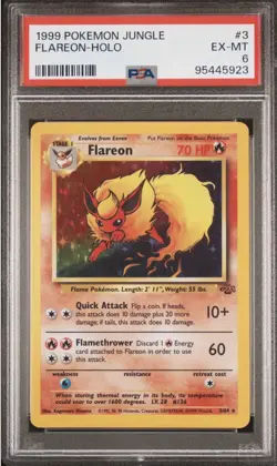 PSA 6 1999 Pokemon TCG Jungle Flareon Holo Rare 3/64 English - Image 1