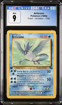 ❄ Pokemon TCG 1999 Fossil - 1st Ed. 17/62 Articuno - CGC 9 Mint Blue Label - Image 3