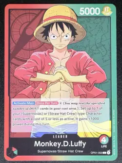Monkey.D.Luffy OP01-003 Leader - Romance Dawn One Piece Card TCG NM - Image 1