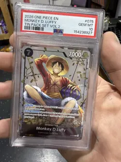 2026 One Piece EN Monkey.D.Luffy Tin Pack Set Vol. 2 P-075 PSA 10 Gem Mint - Image 1