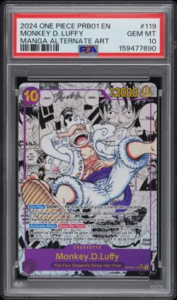 2024 ONE PIECE PRB01-PREMIUM BOOSTER MANGA ALT ART #119 MONKEY D. LUFFY PSA 10 - Image 1