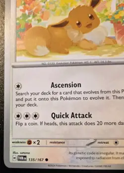 Eevee 135/167 Common Scarlet & Violet: Twilight Masquerade Pokemon TCG - Image 4
