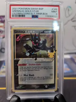 Greninja Gold Star Pokemon TCG SWSH144 Celebrations ETB PSA 9 MINT - Image 1