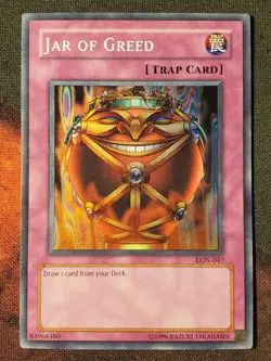 Yugioh Jar of Greed LON-047 Super Rare MP - Image 1