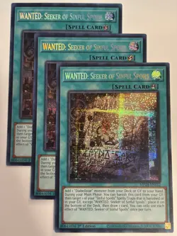 YUGIOH-3x- WANTED: Seeker of Sinful Spoils - MP24-EN122 - Secret Rare (PLAYSET) - Image 1