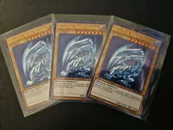3x Blue-Eyes White Dragon LCKC-EN001 Ultra Rare Playset NM-/LP+ SDK ART YUGIOH! - Image 1