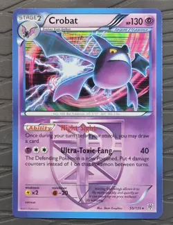 Team Plasma's Crobat 55/135 Plasma Storm Pokemon Holo Rare Pokemon Card - Image 1