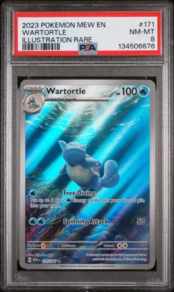 2023 POKEMON MEW EN-151 ILLUSTRATION RARE #171 WARTORTLE PSA 8 - Image 1