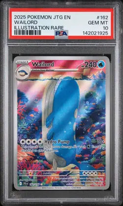 2025 POKEMON JTG EN-JOURNEY TOGETHER ILLUSTRATION RARE #162 WAILORD PSA 10 - Image 1